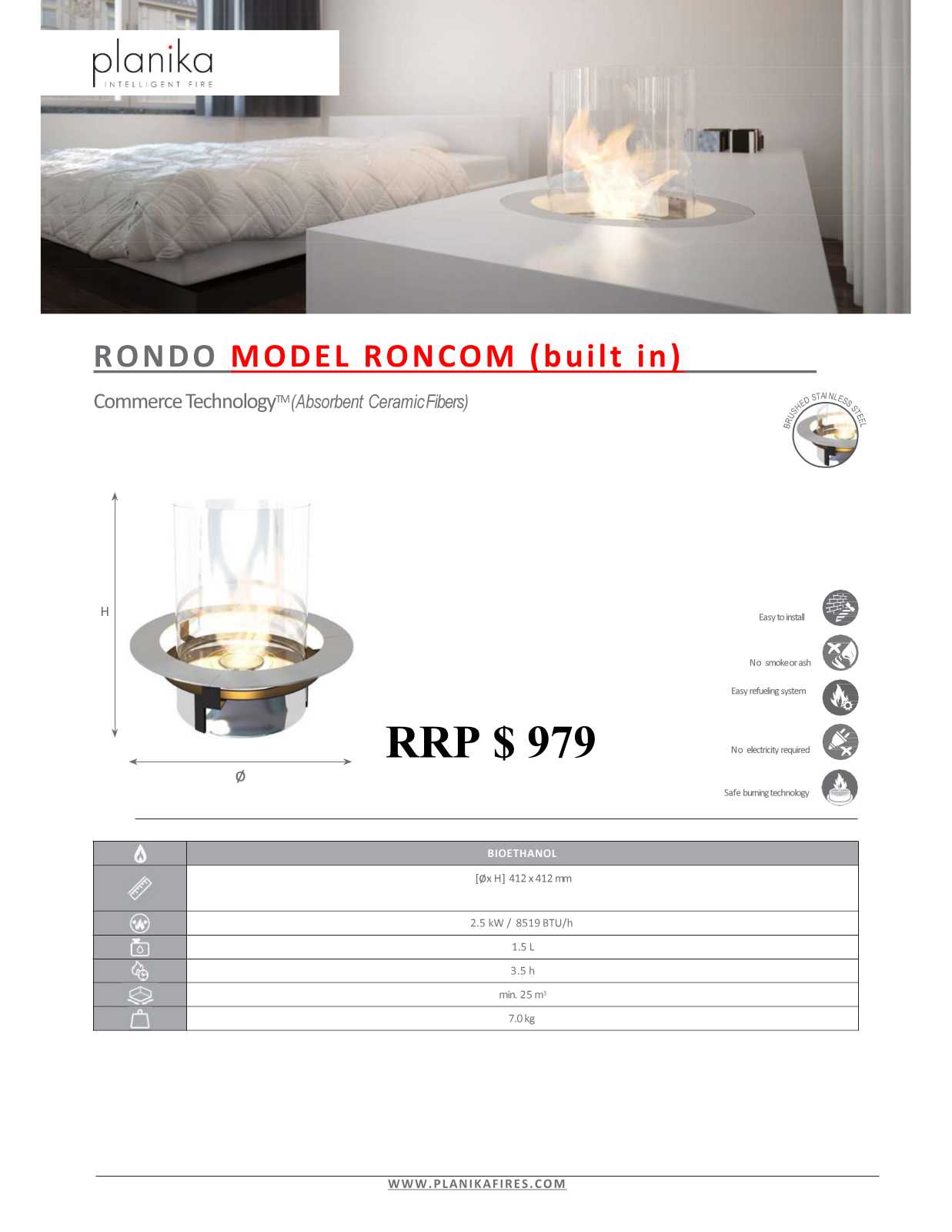 Planika RONCOM Specifications Sheet - ManualMachine.com