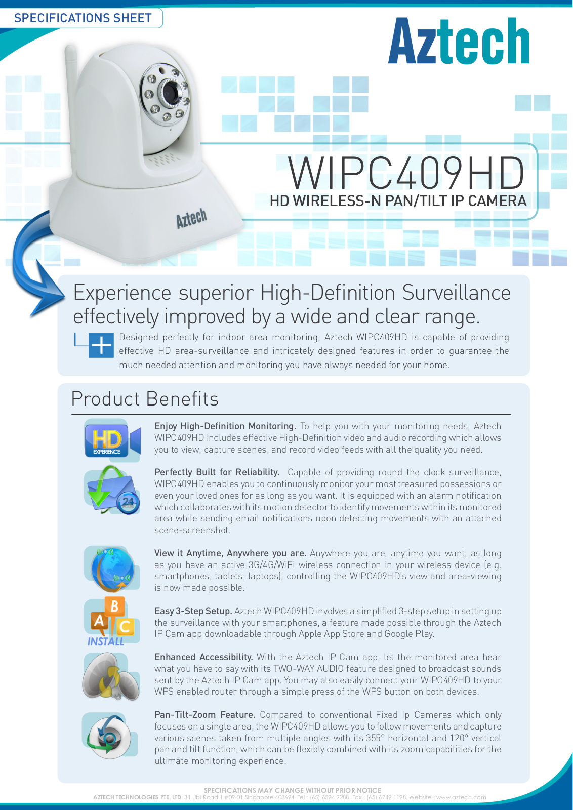 Aztech WIPC409HD Product Datasheet