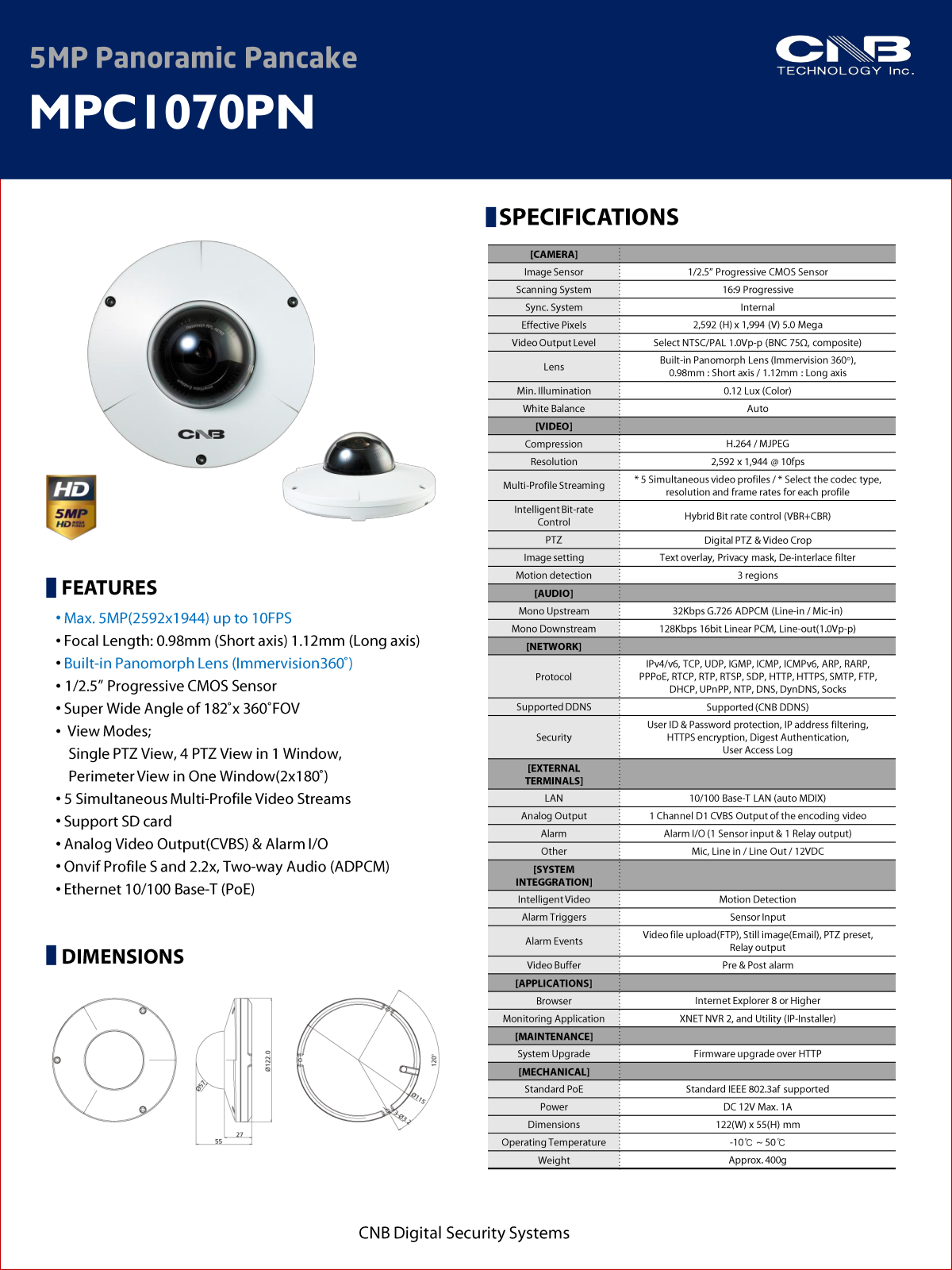 CNB MPC1070PN Specsheet