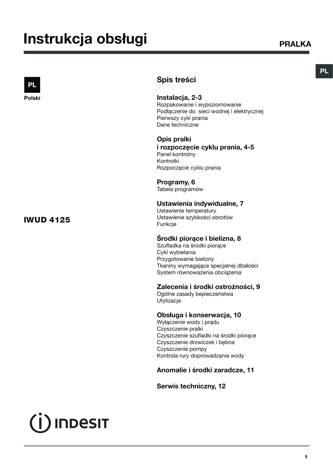 INDESIT IWUD 4125 (WE) User Manual