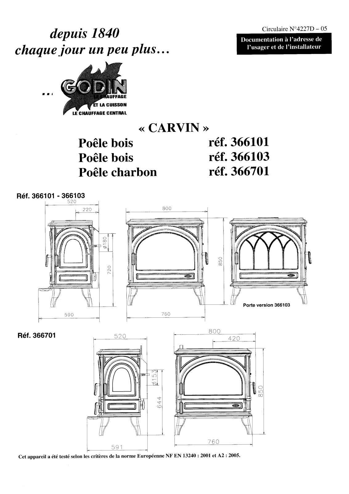 GODIN 366101, 366103, 366701 User Manual