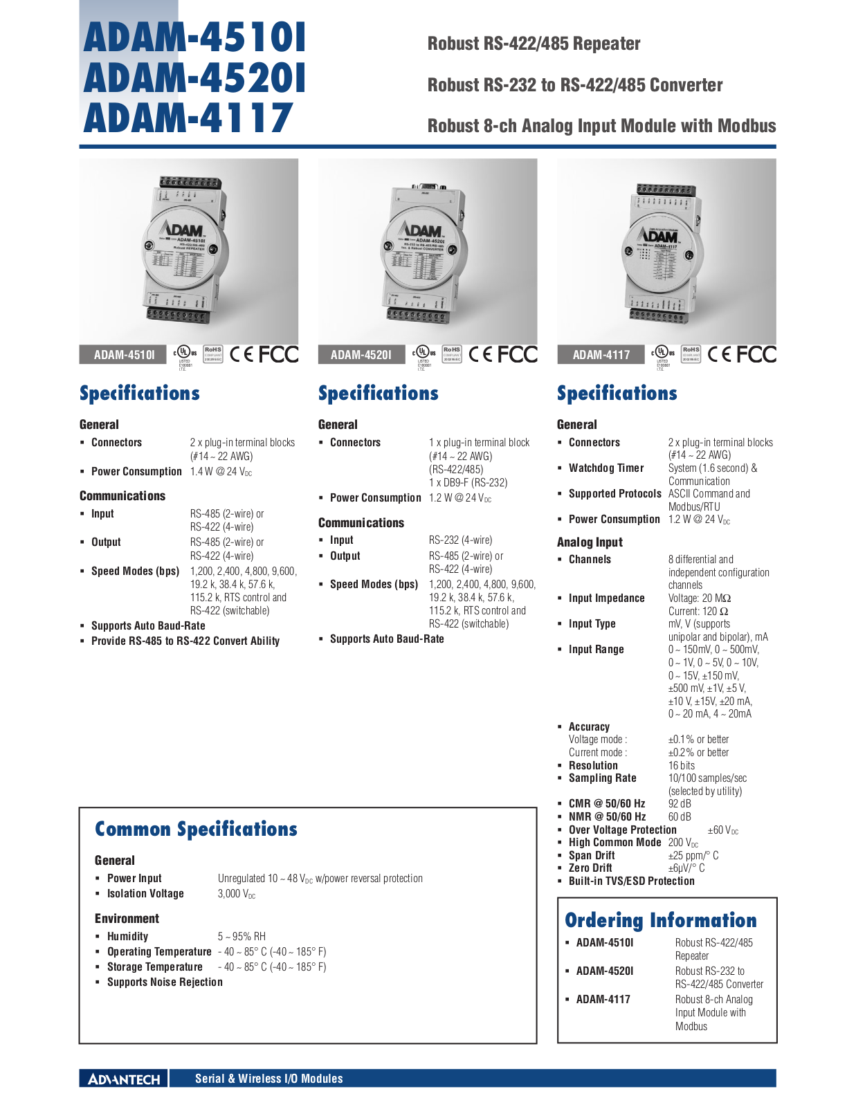 B&B Electronics ADAM-4520I Datasheet