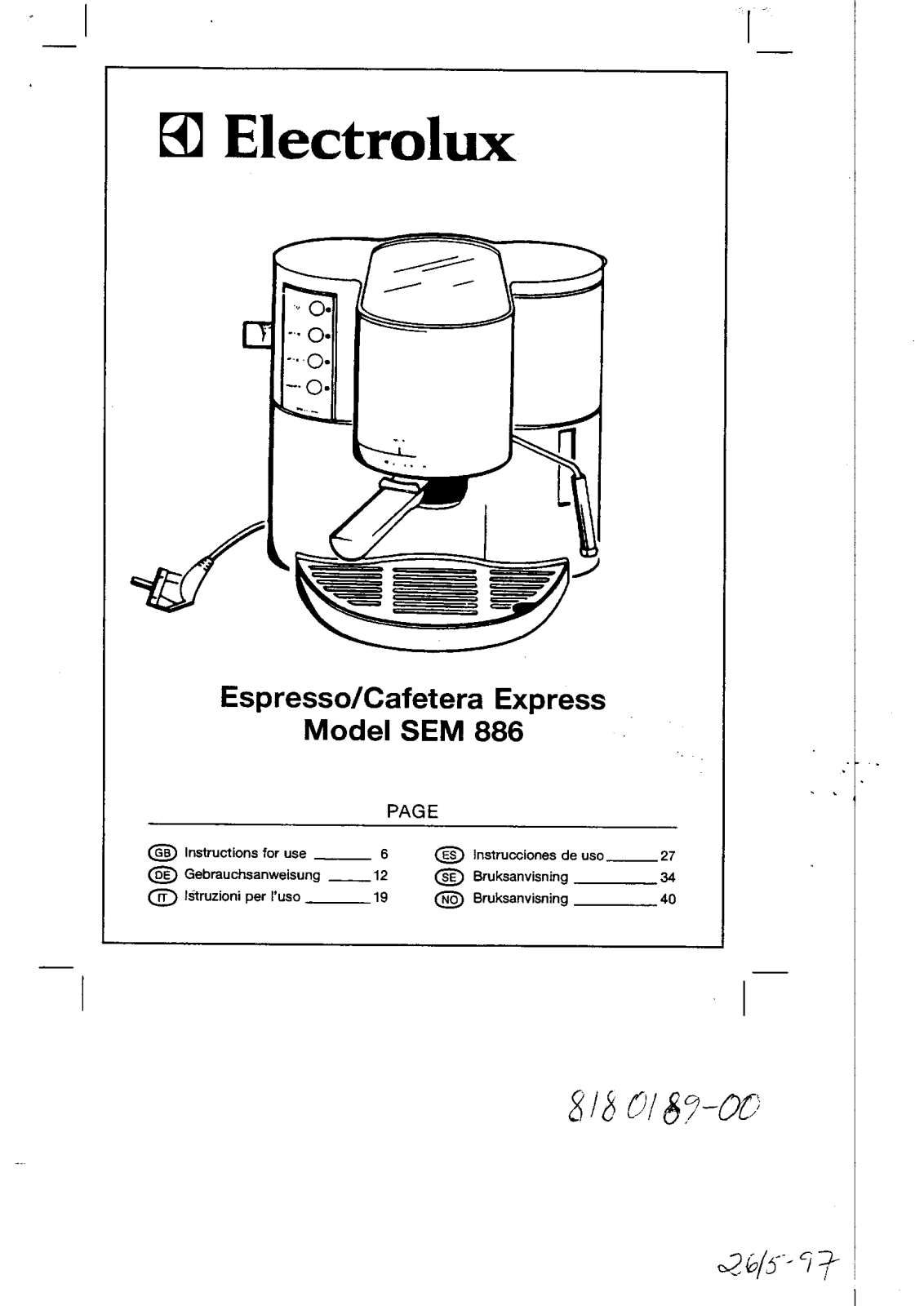 AEG SEM886 User Manual