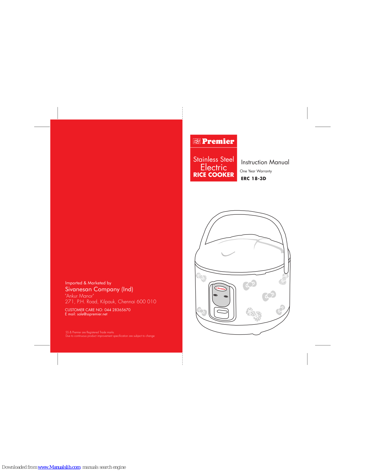 Premier ERC 18-3D Instruction Manual - ManualMachine.com