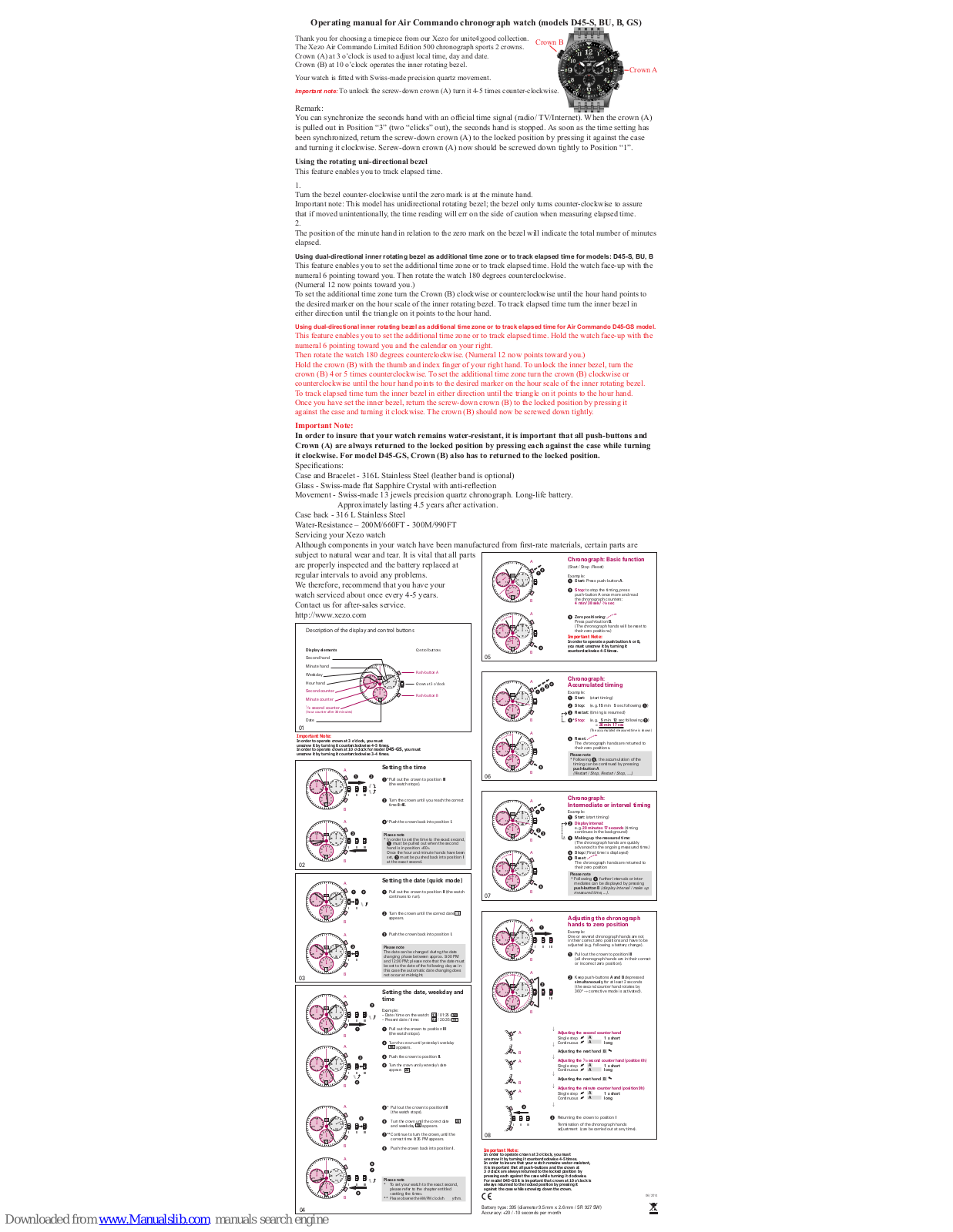 Xezo Air Commando D45-S, Air Commando BU, Air Commando B, Air Commando GS Operation Manual