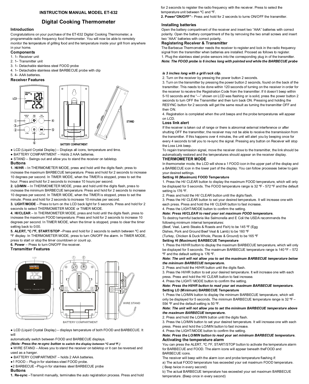 ECARE ELECTRONICS ET 632 User Manual