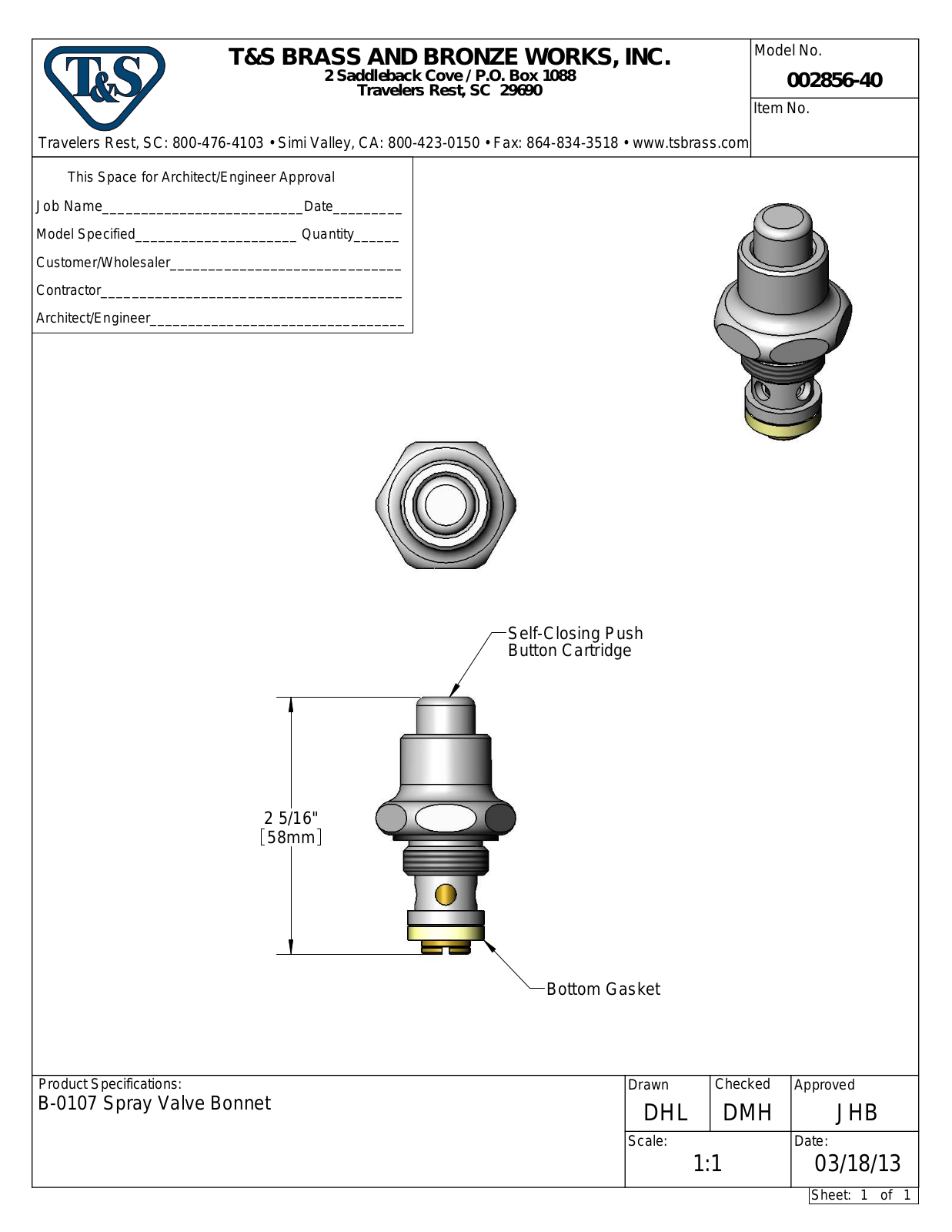 T&S Brass 002856-40 User Manual