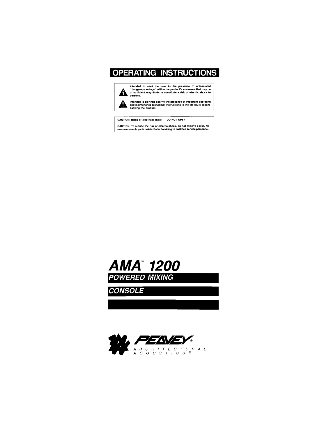 Peavey AMA 1200 Operating Manual