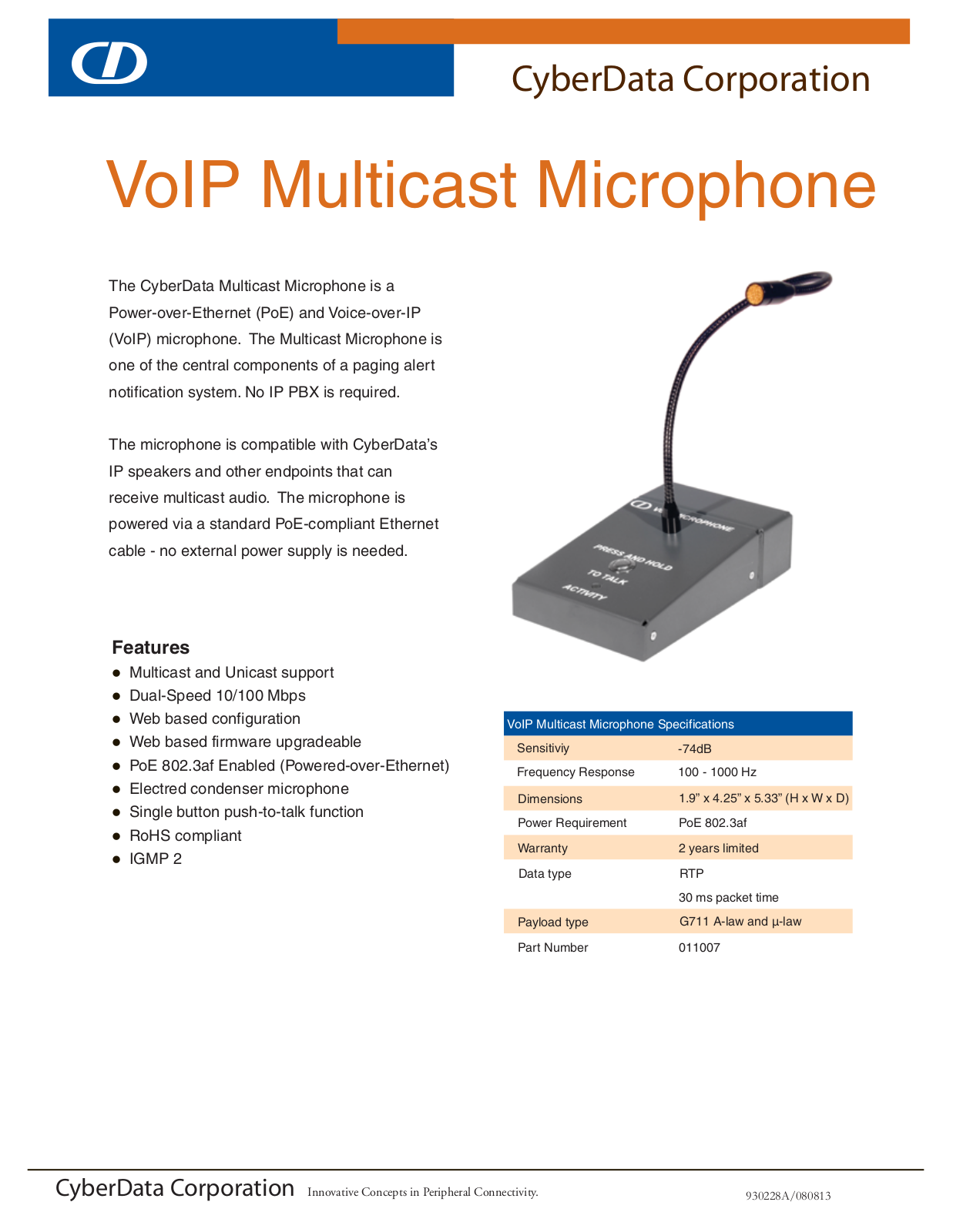 CyberData VoIP Multicast Microphone User Manual - ManualMachine.com