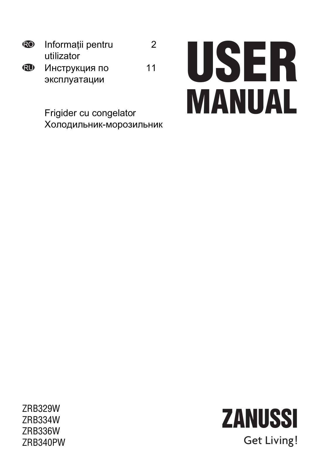 Zanussi ZRB 340 PW User manual