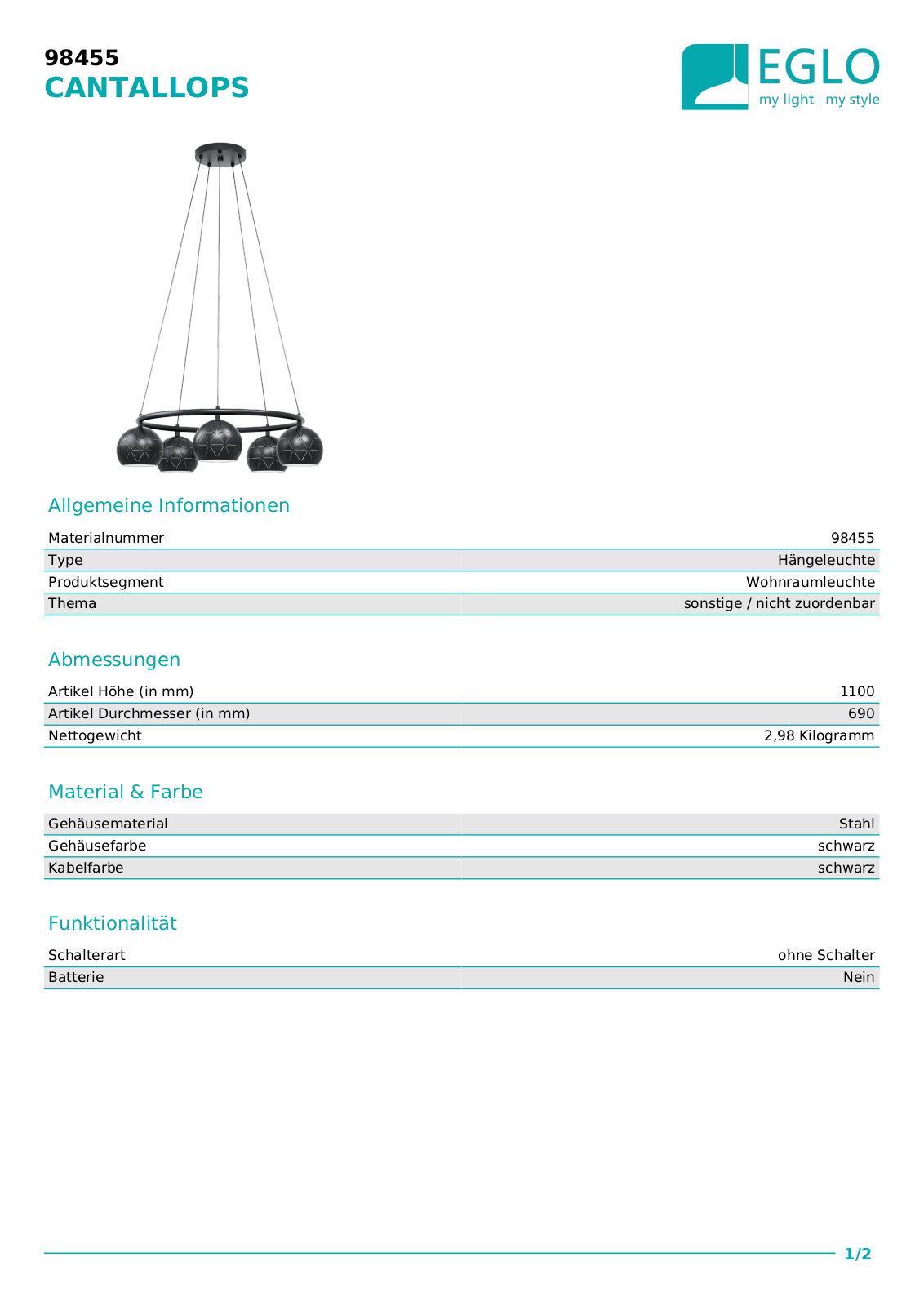 Eglo 98455 Service Manual