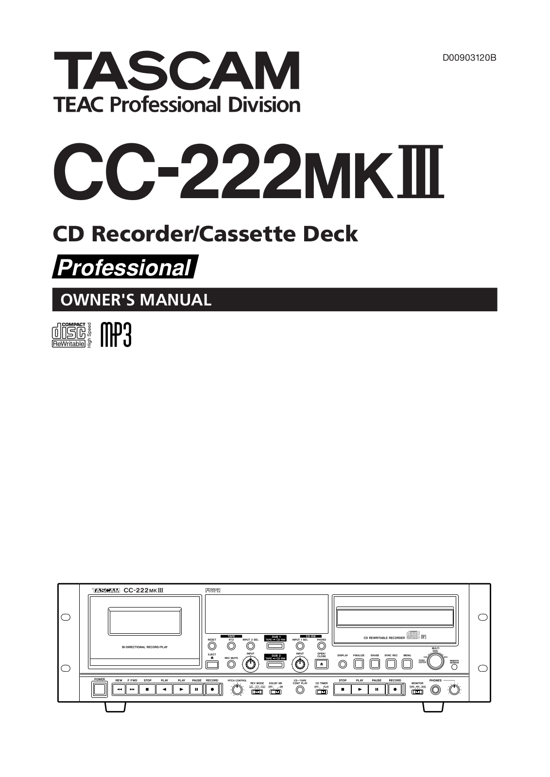 Tascam CC-222MK User Manual