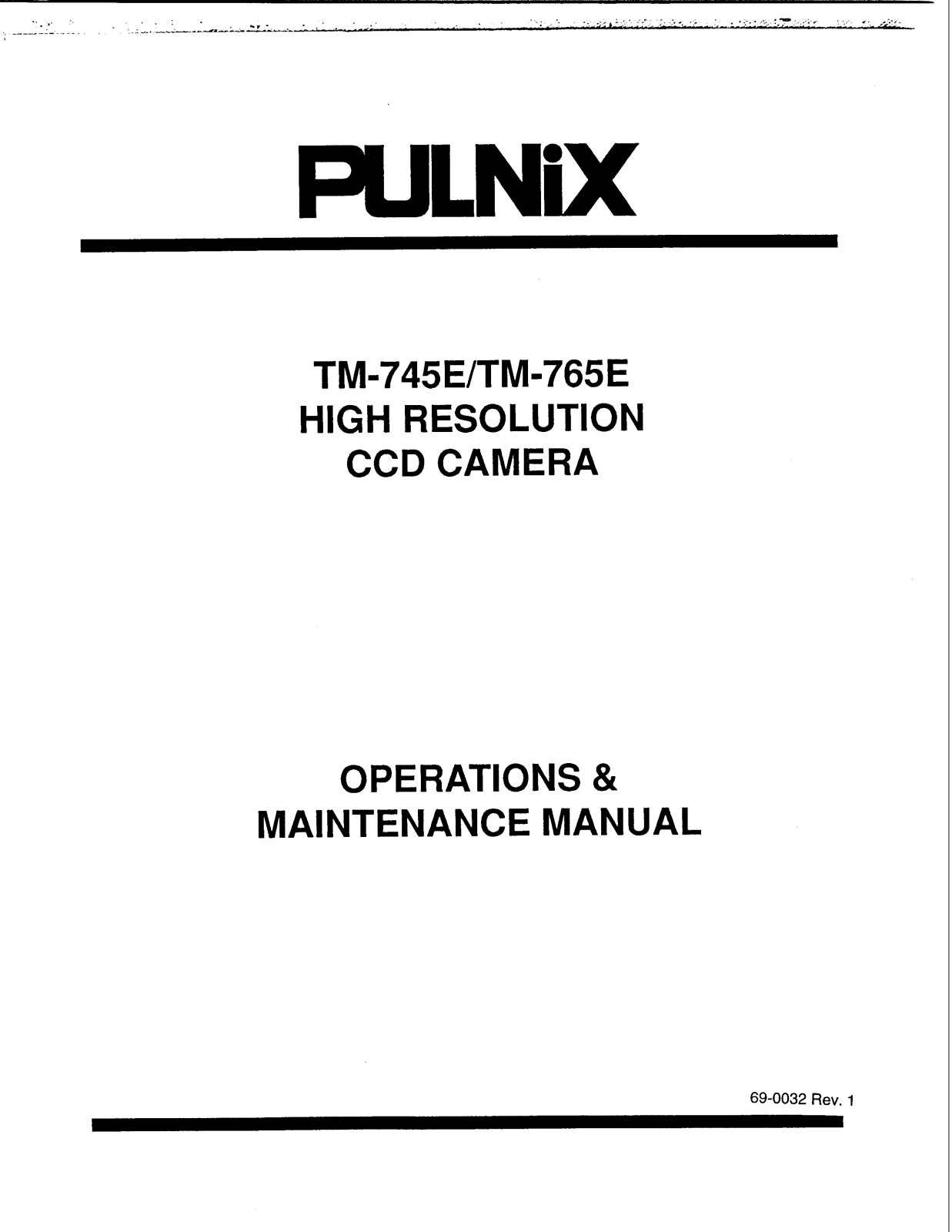 PULNiX TM-745E, TM-765E User Manual