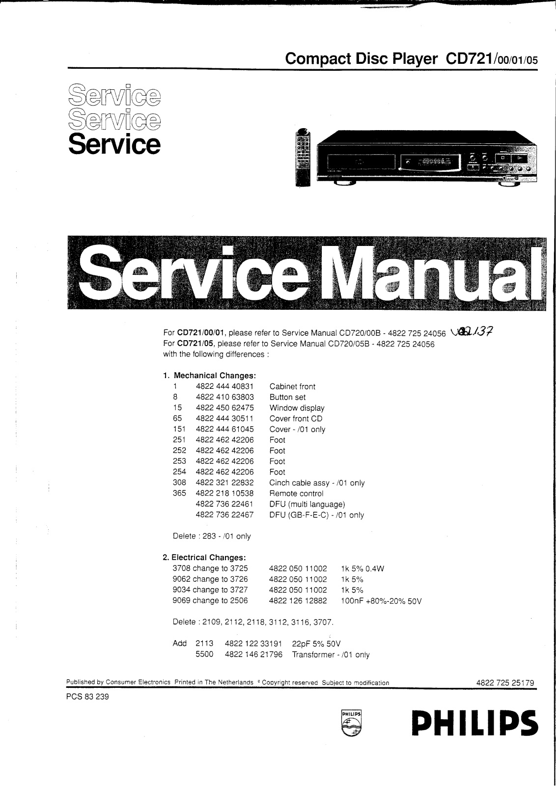 Philips CD-721 Service manual