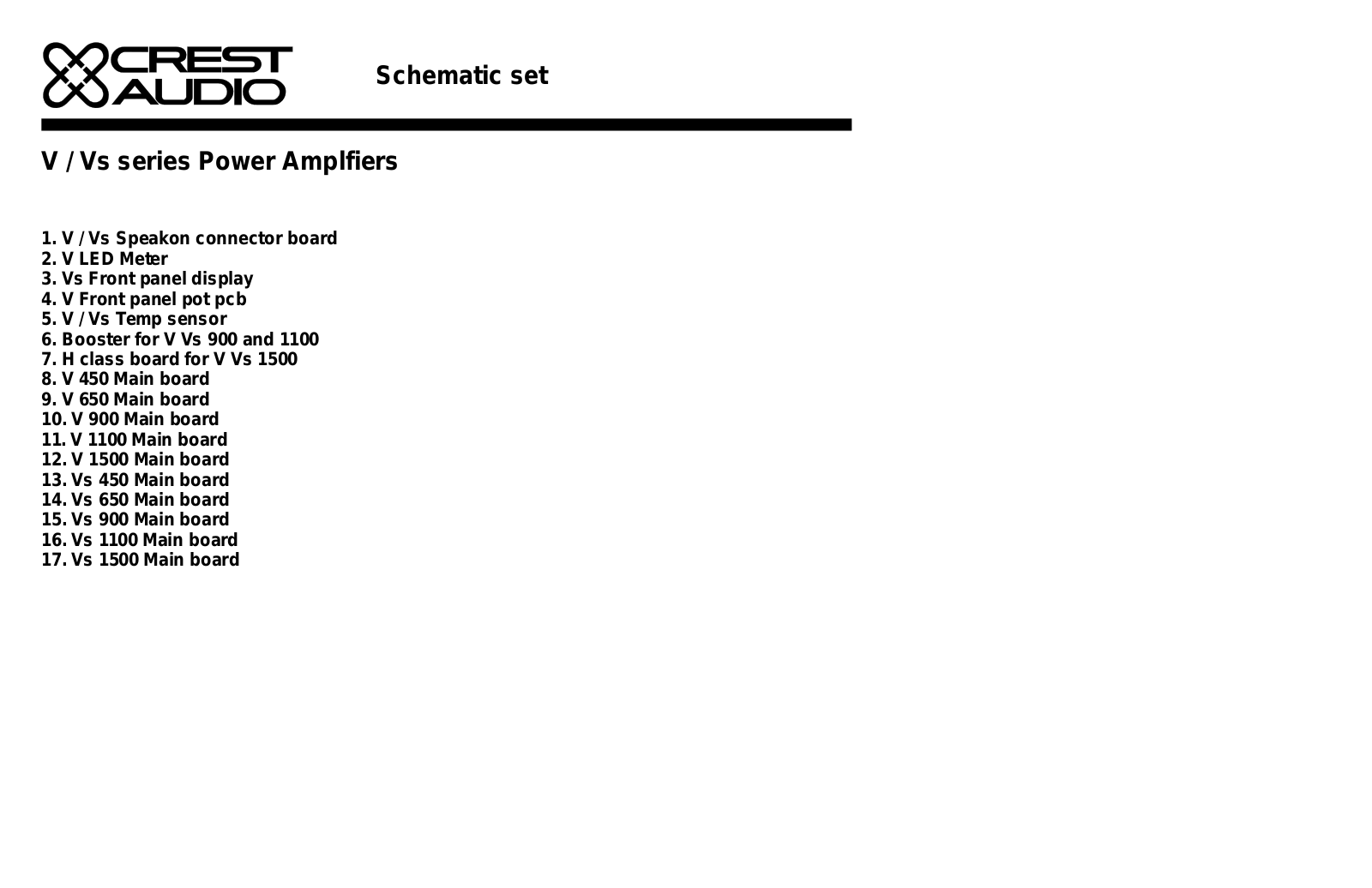 Crest Audio VS-450 Schematic