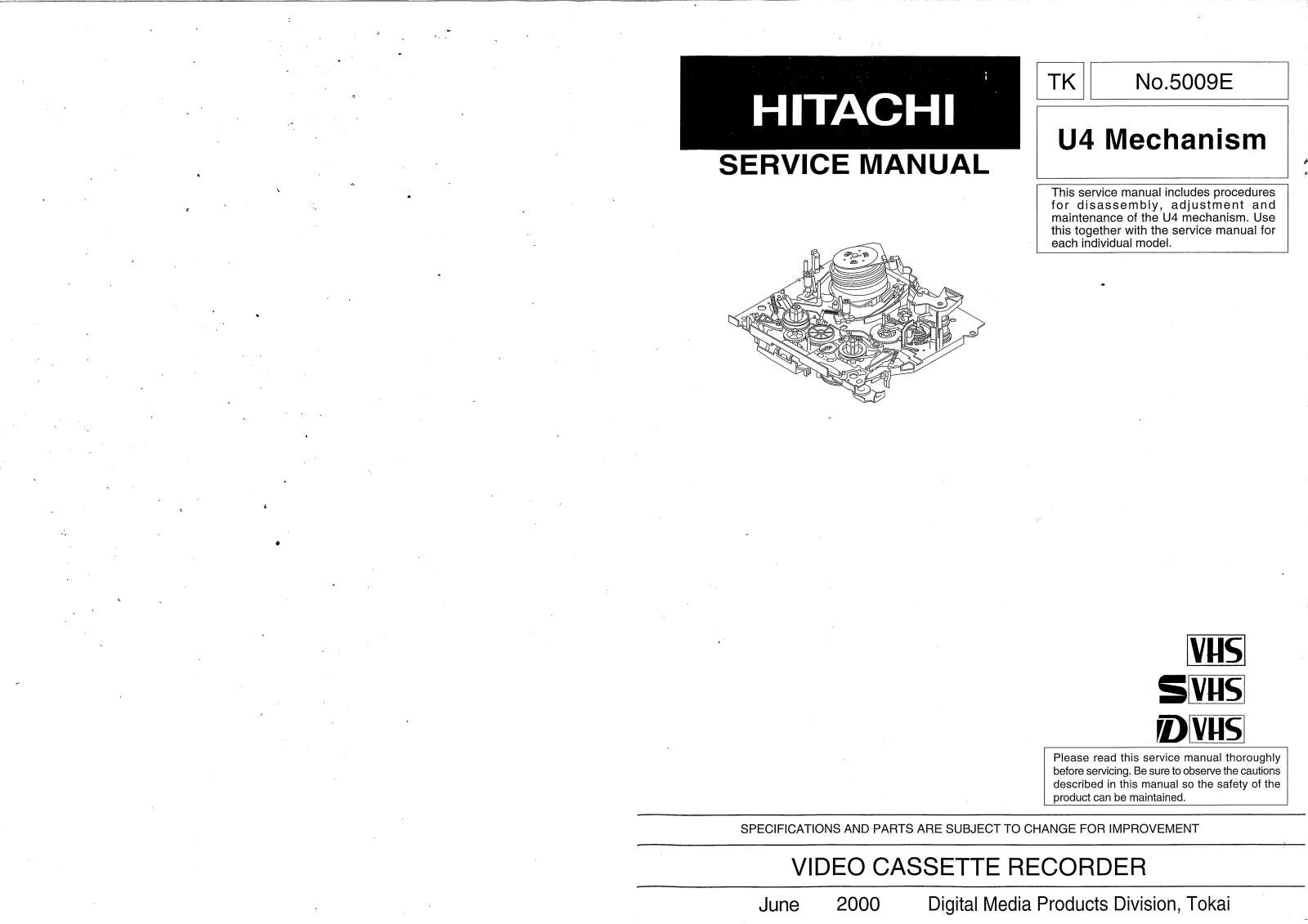 Hitachi U4mechanism Service Manual