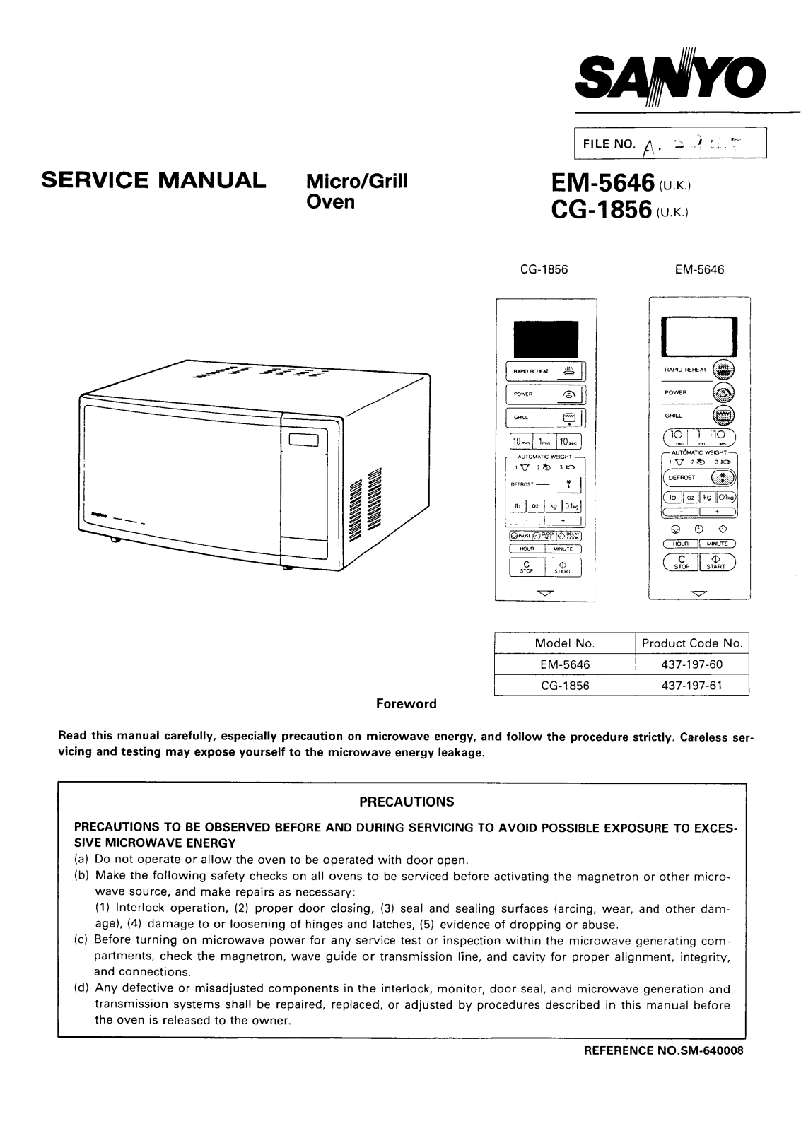 SANYO EM-5646 Service Manual