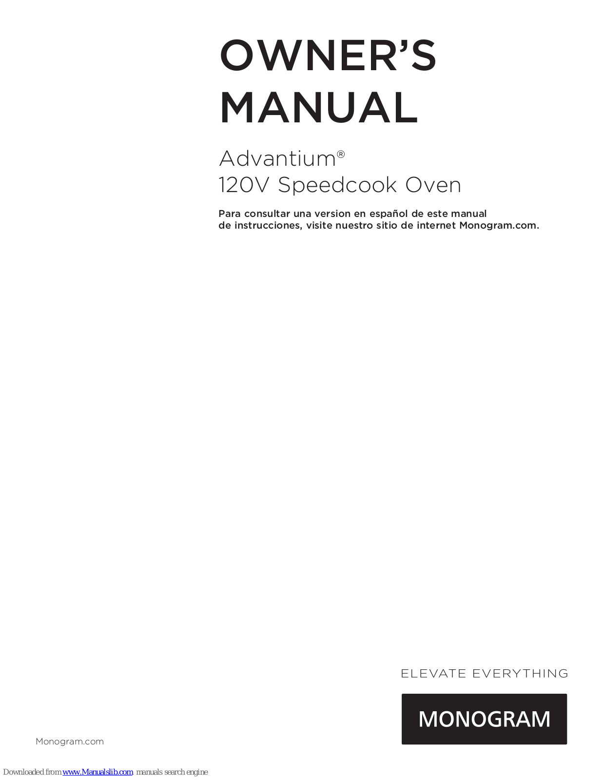 Monogram Advantium ZSC1001JSS, Advantium ZSC1202JSS, Advantium ZSC1201JSS Owner's Manual