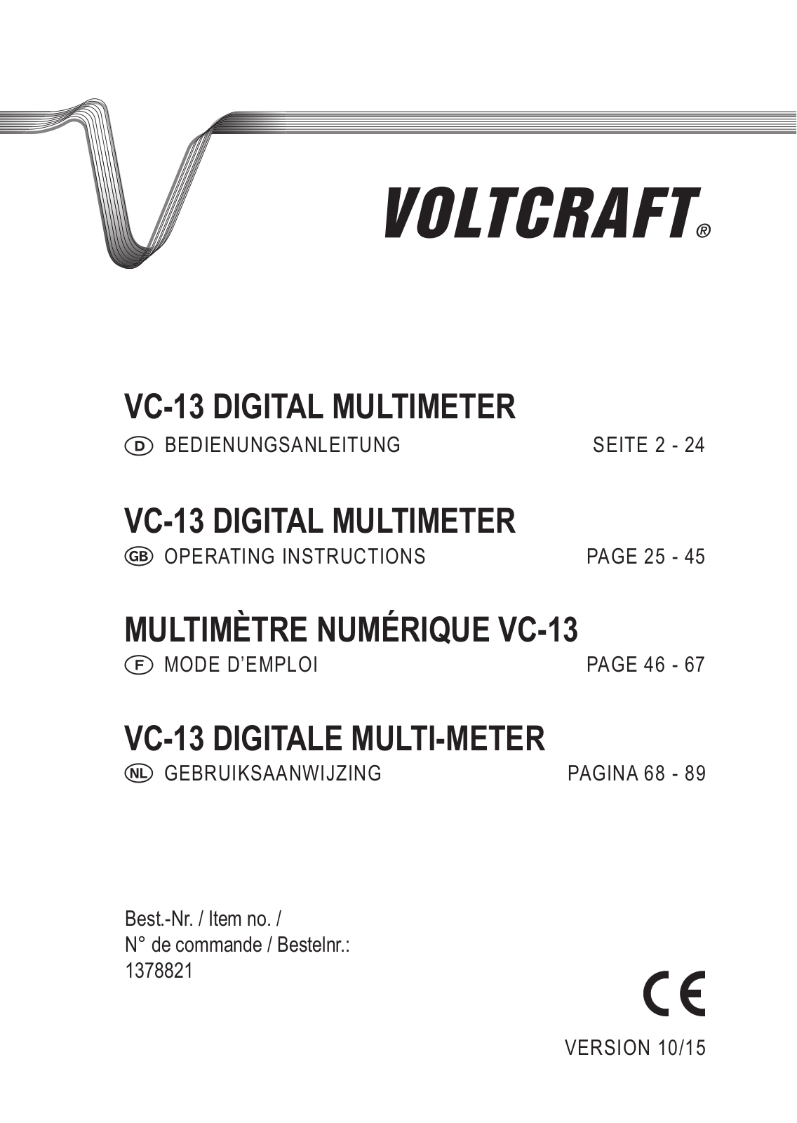 VOLTCRAFT VC-13 Operation Manual