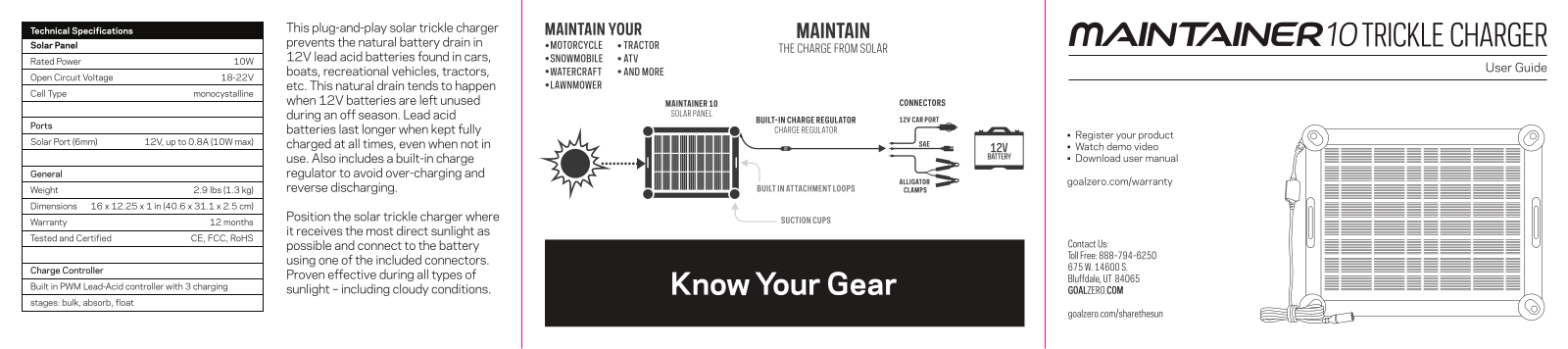 Goal Zero Maintainer 10 trickle charger User Guide