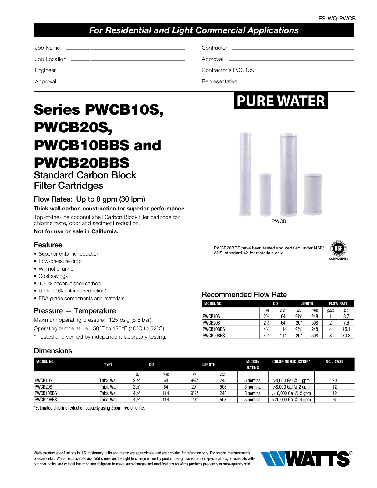 Watts PWCB BBP User Manual