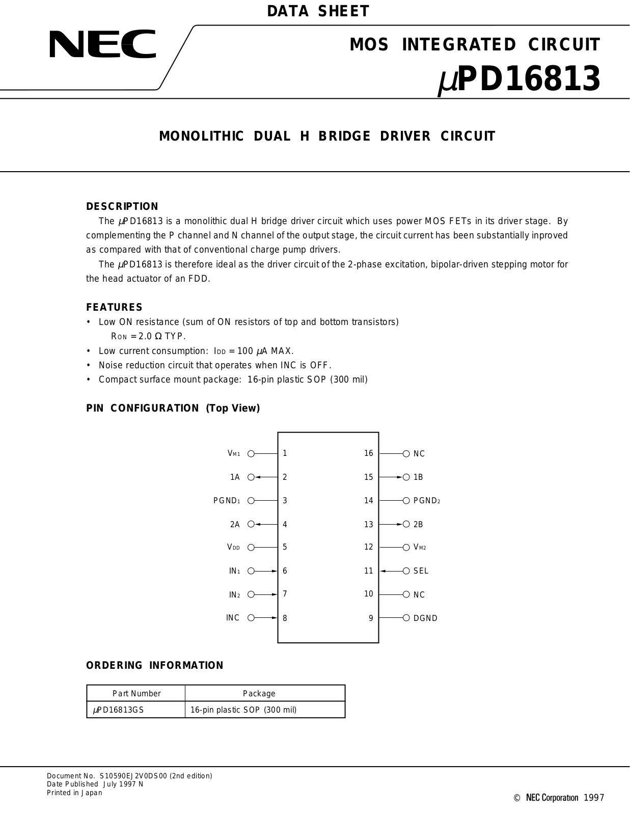 NEC UPD16813GS Datasheet