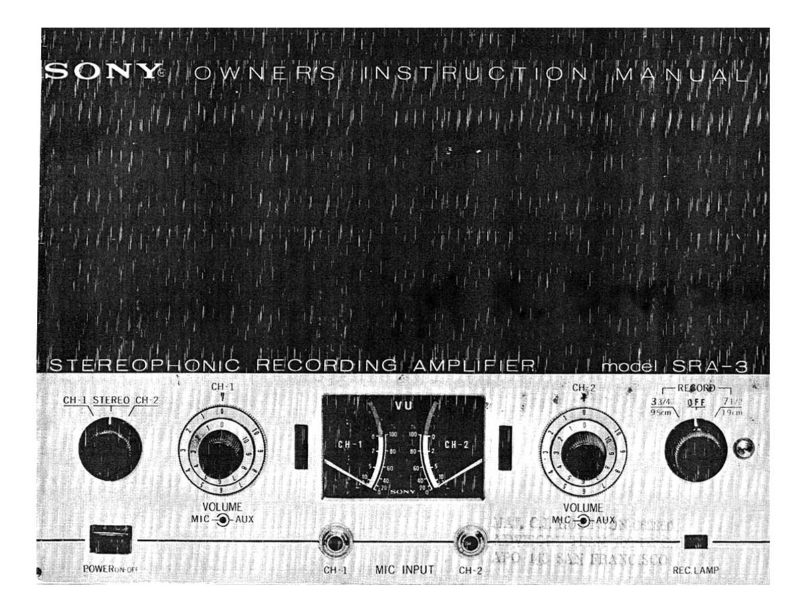 Sony SRA-3 Owners manual