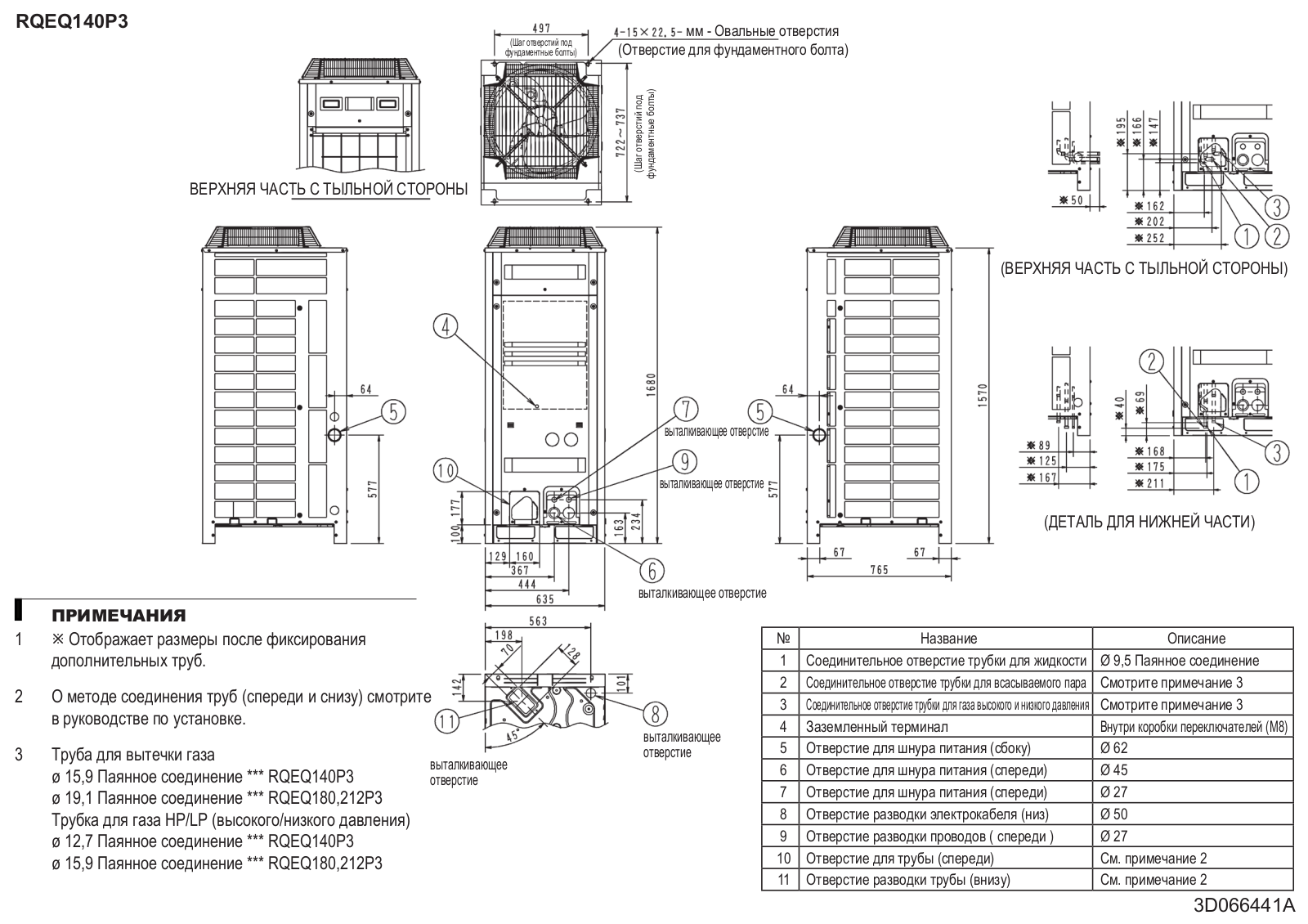 Daikin RQEQ212P3, RQEQ140P3, RQEQ180P3 Drawing