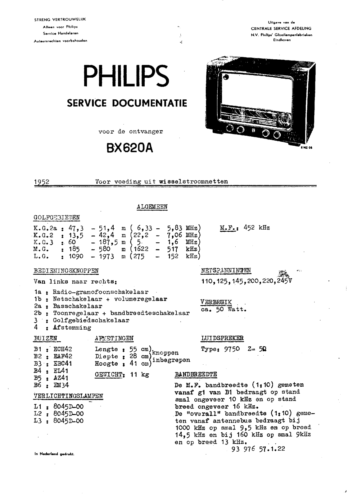 Philips BX-620-A Service manual