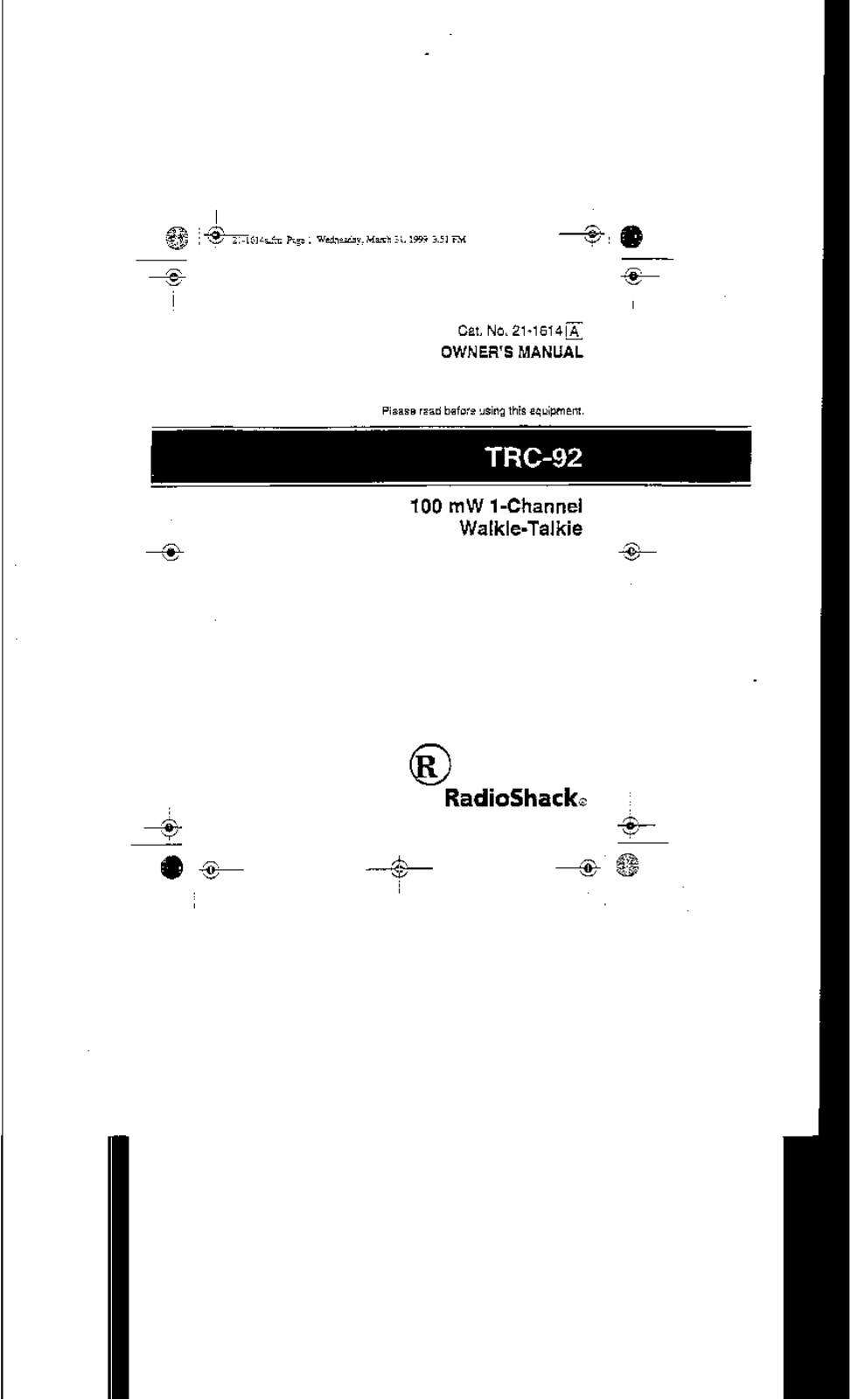 Radio Shack 2101614 User Manual