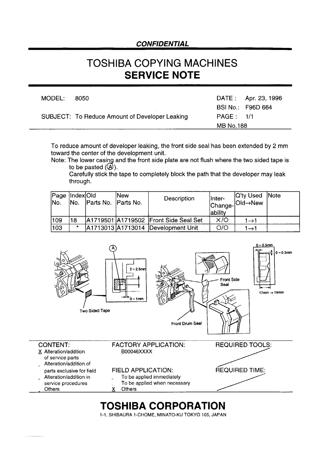 Toshiba f96d664 Service Note