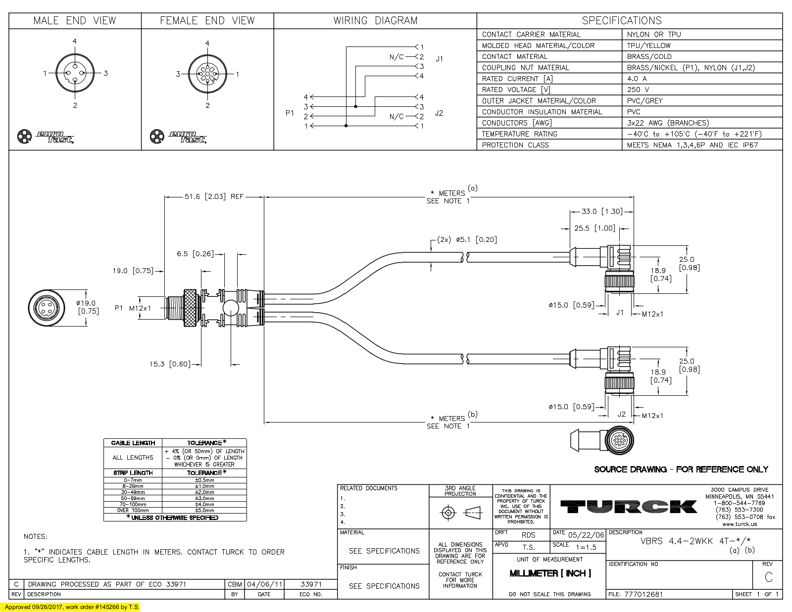 Turck VBRS4.4-2WKK4T-0.3/0.5 Specification Sheet