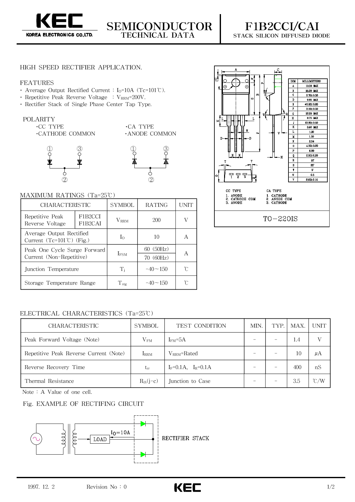 Korea Electronics Co  Ltd F1B2CCI, F1B2CAI Datasheet