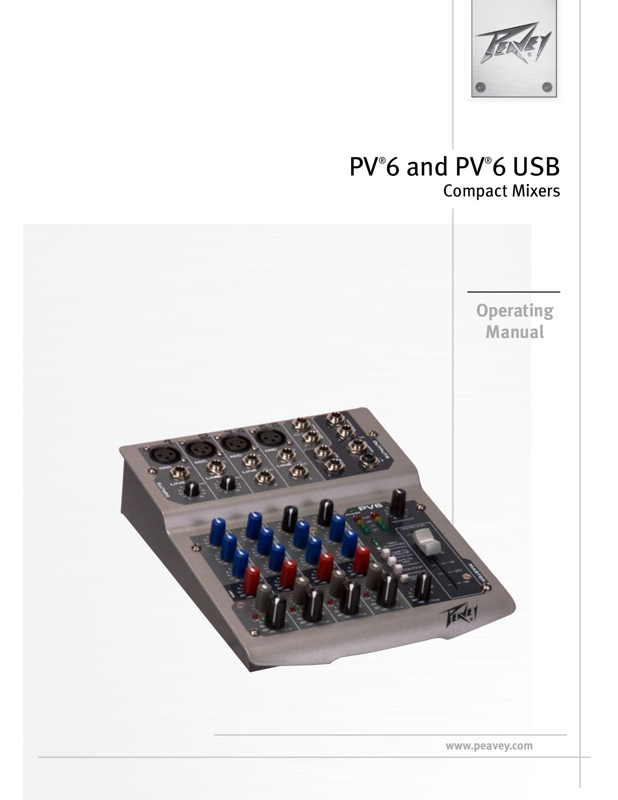 Peavey PV 6 USB, PV 6 Operating Manual