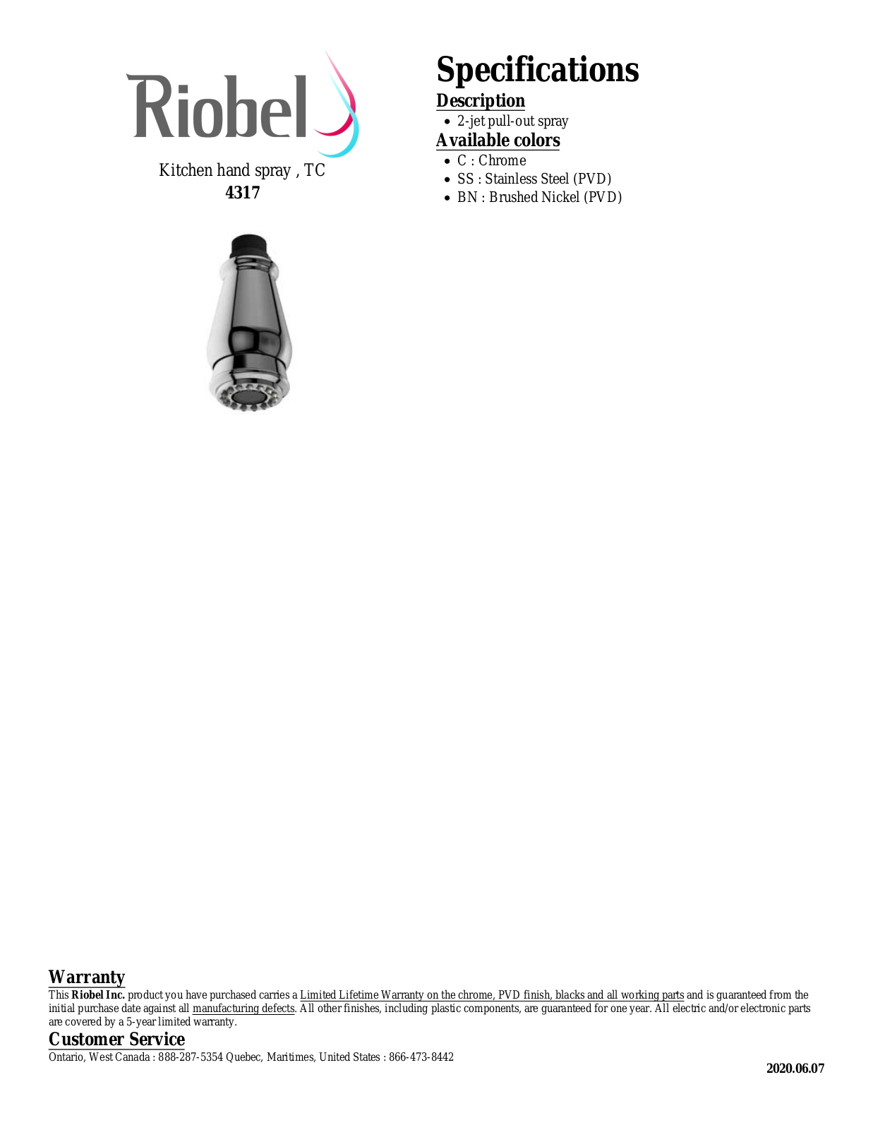Riobel 4317SS Specifications - ManualMachine.com