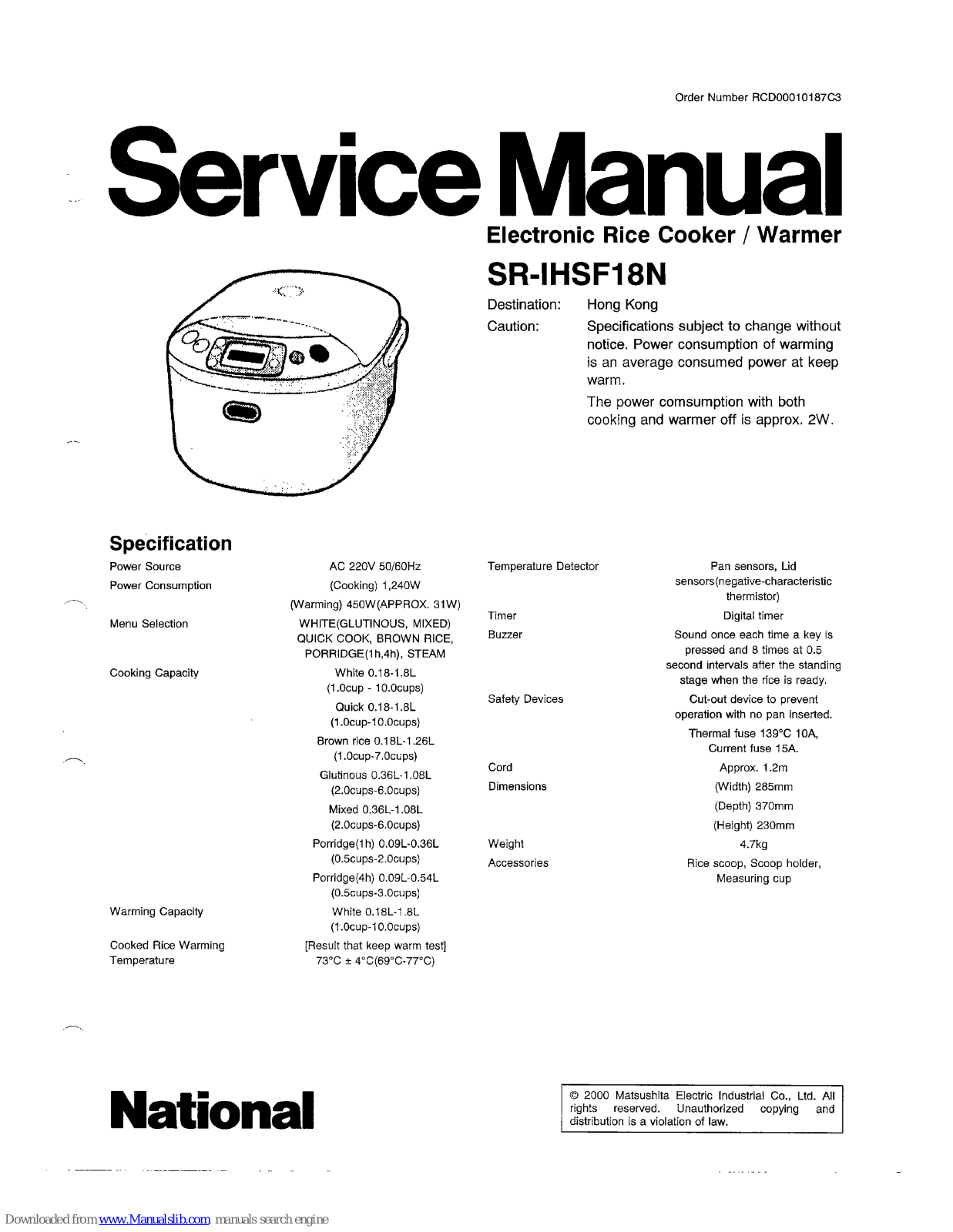 National SR-IHSF18N Service Manual