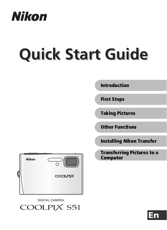 Nikon Coolpix S Quick Start Guide