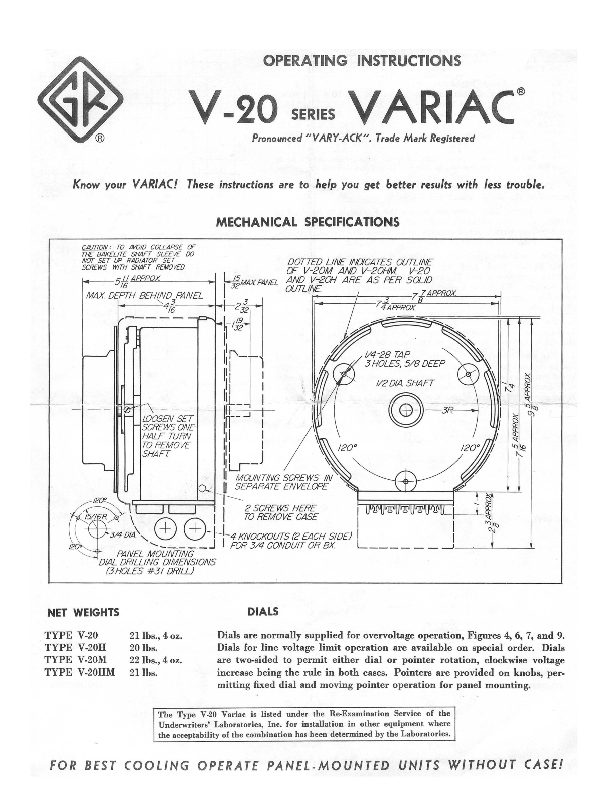 Gr V-20M, V-20HM, V-20H, V-20 Instruction Manual - ManualMachine.com