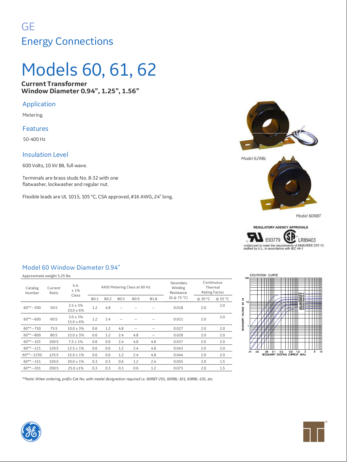 Instrument Transformer, Div of GE 60, 61, 62 Data Sheet - ManualMachine.com