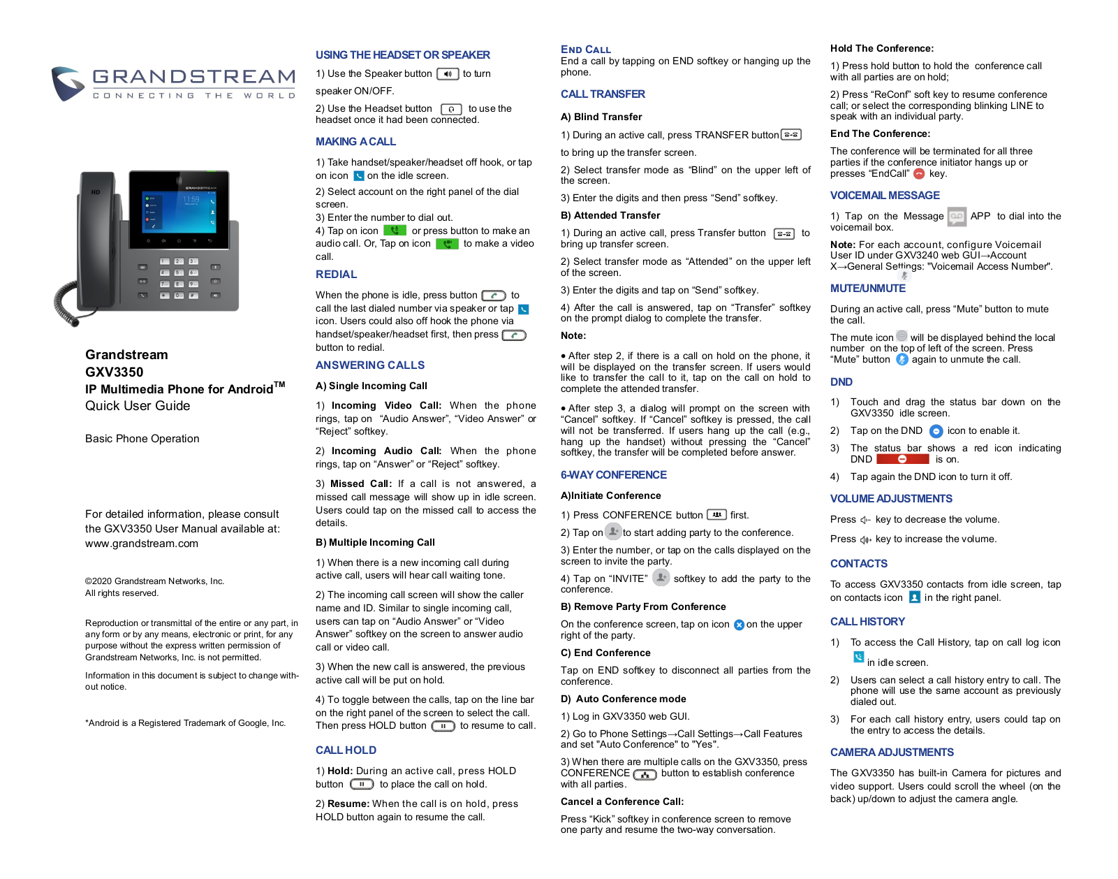 Grandstream GXV3350 Quick Start Guide