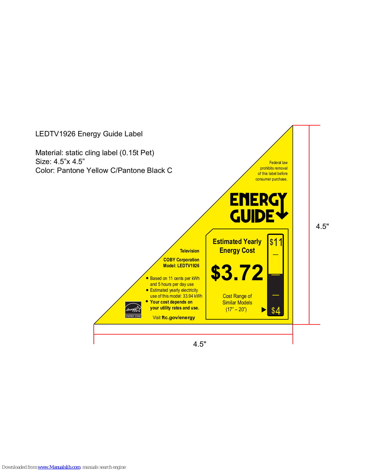 Coby LEDTV1926 Energy Manual