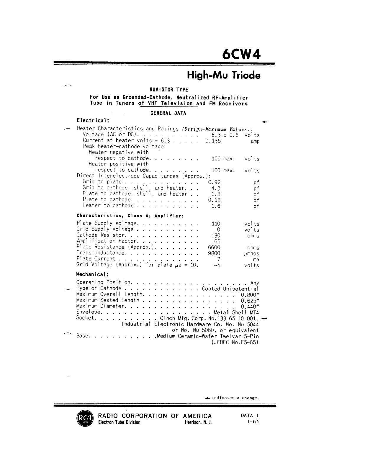 rca 6cw4 DATASHEETS