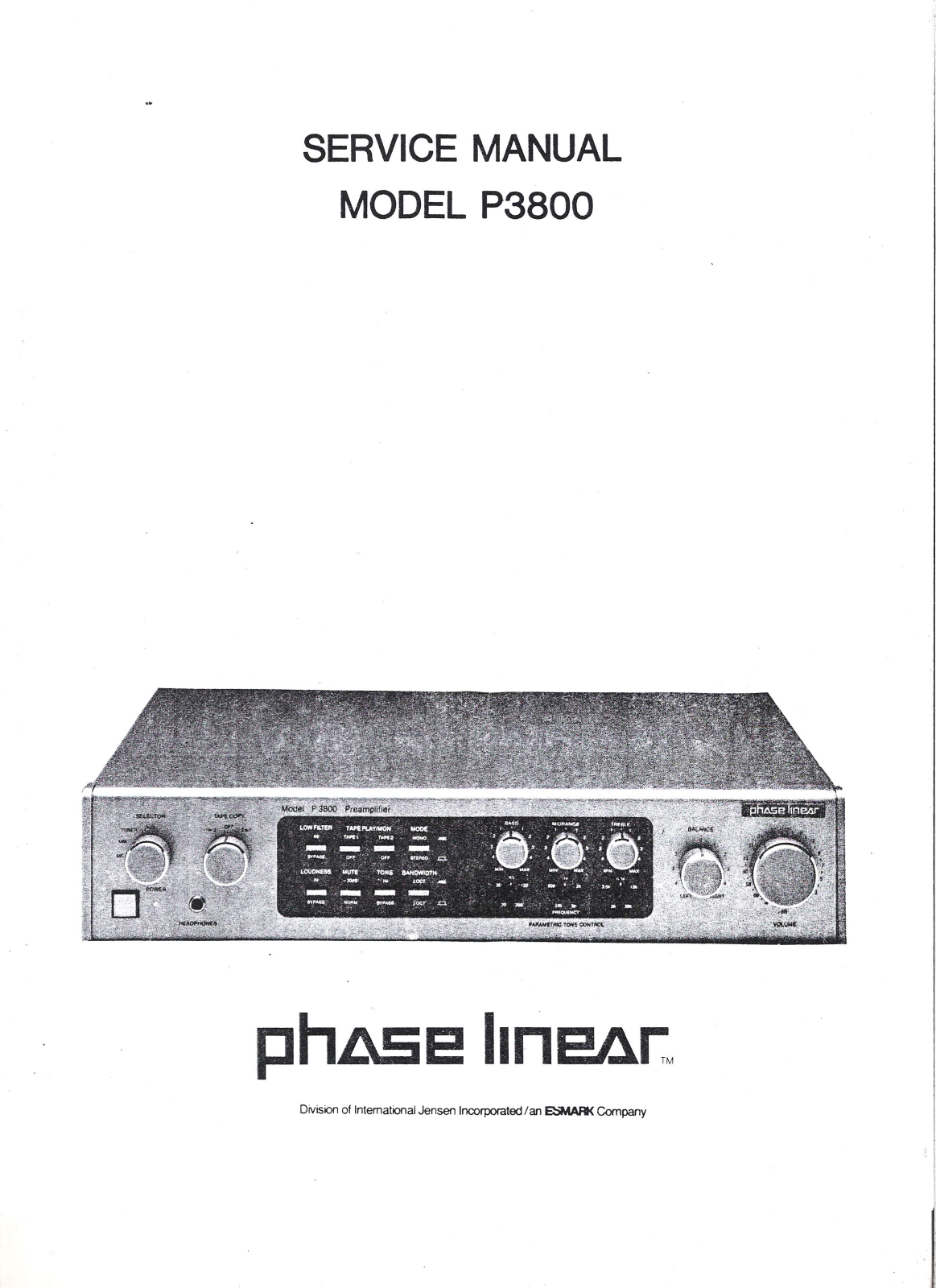 Phase Linear P-3800 Service Manual