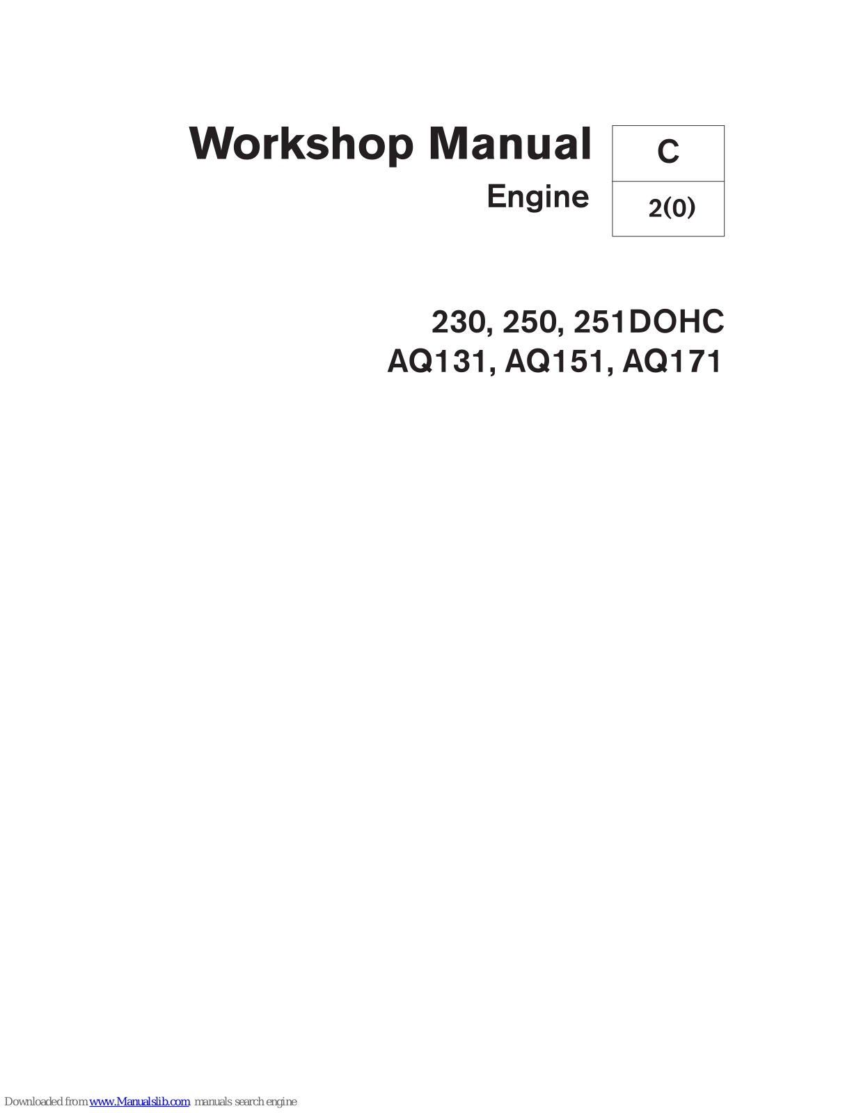 Volvo Penta 250, AQ131, AQ151, AQ171, 251DOHC Workshop Manual