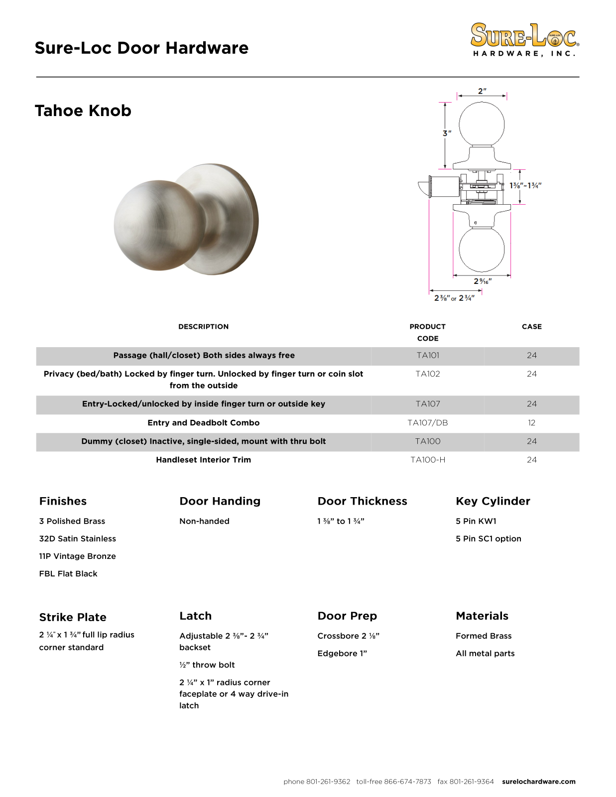 Sure-Loc Hardware SLOC1214 Specifications - ManualMachine.com