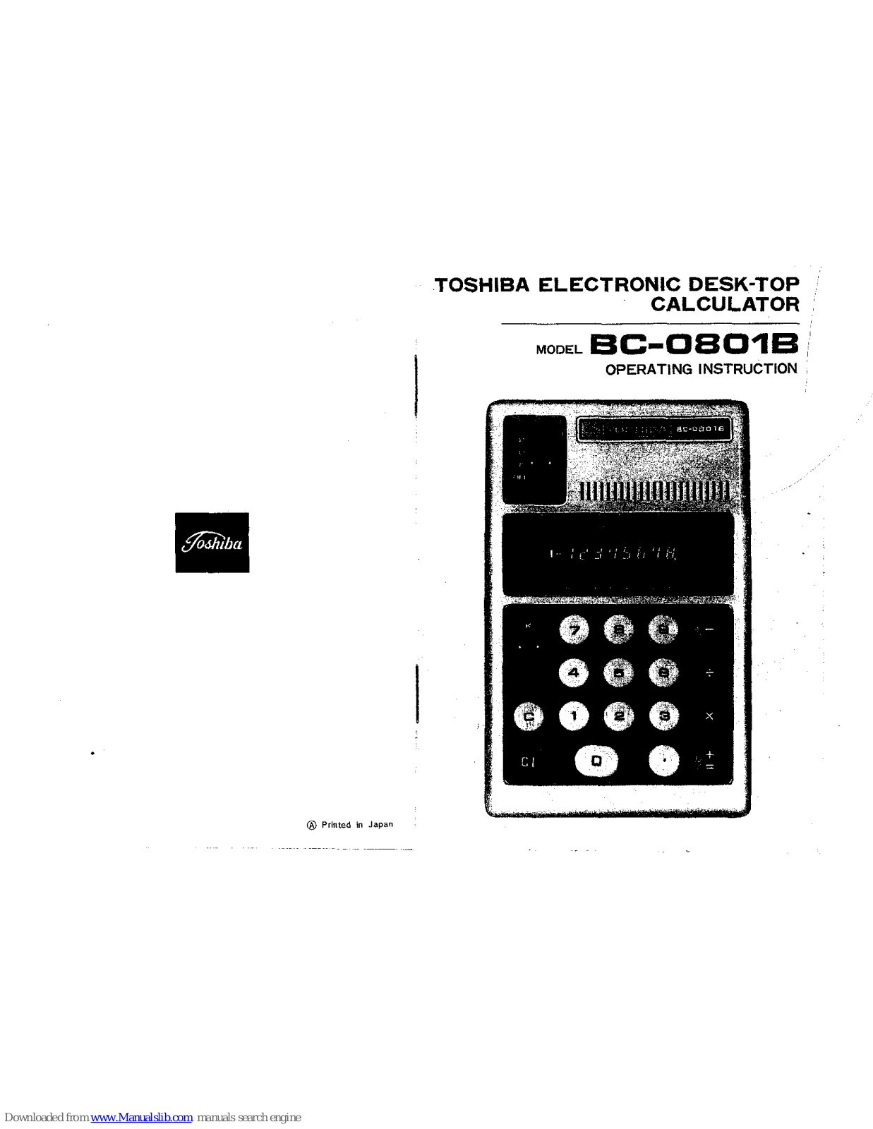 Toshiba BC-0801B Operating Instructions Manual