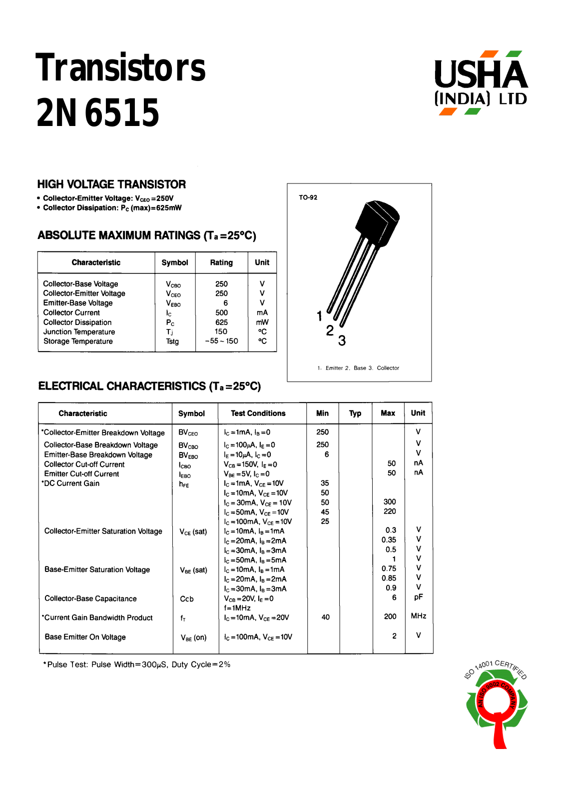 USHA 2N6515 Datasheet