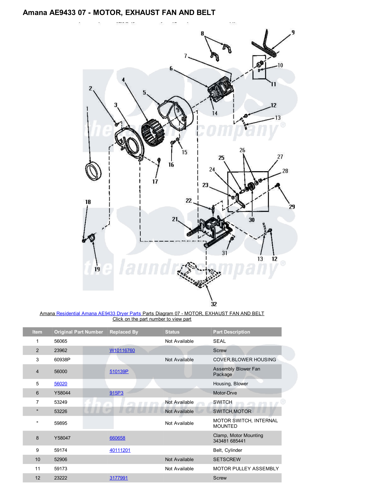 Amana AE9433 Parts Diagram