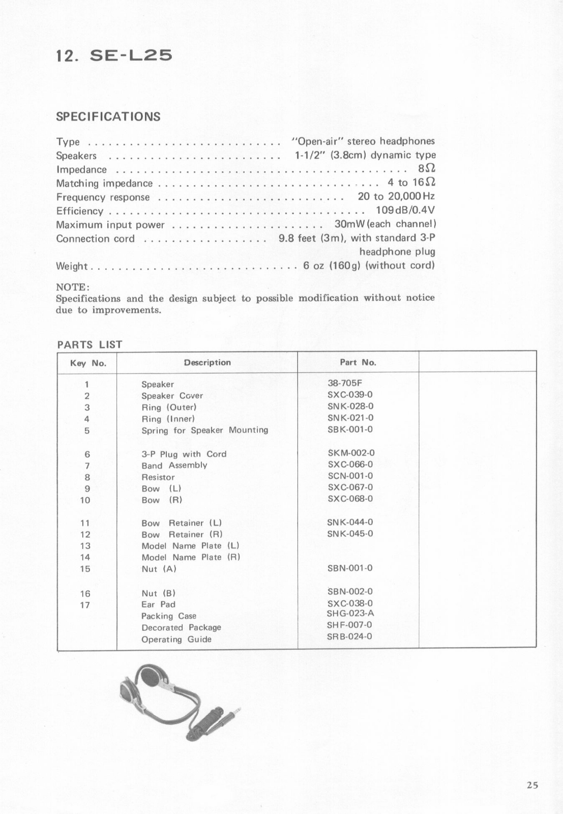 Pioneer SE-L25 Service Manual