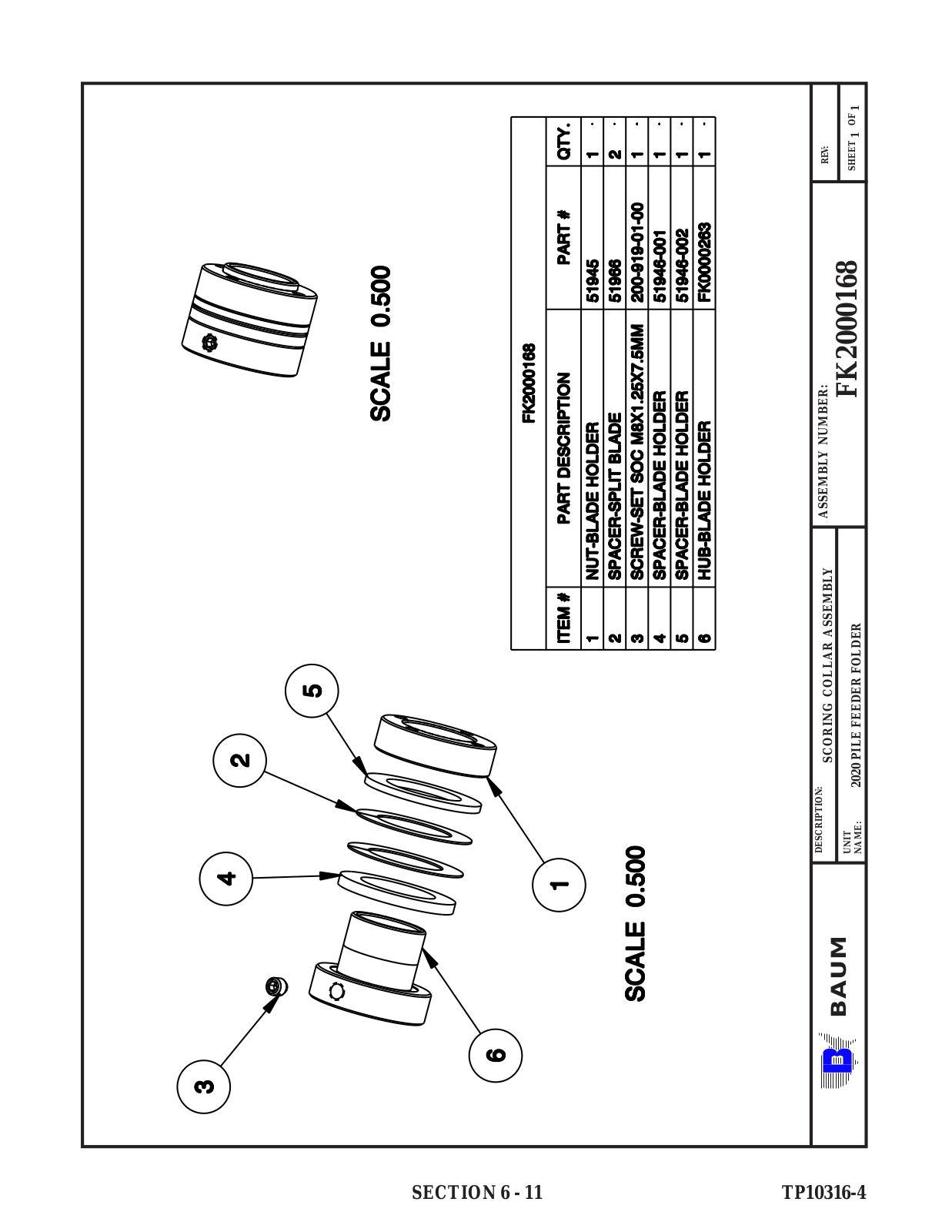 Baumfolder BAUM20 Pile Folder 1st Station (from mid 2006) - Parts Manual